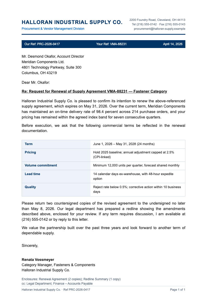 Corporate Standard Formal Letter
